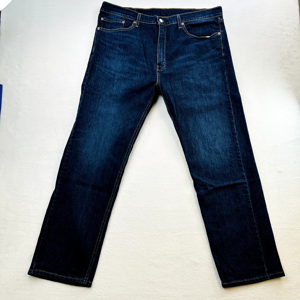 Levis Jeans Mens 38x30 Blue 505 Regular Fit Straight Medium Wash Denim Adult